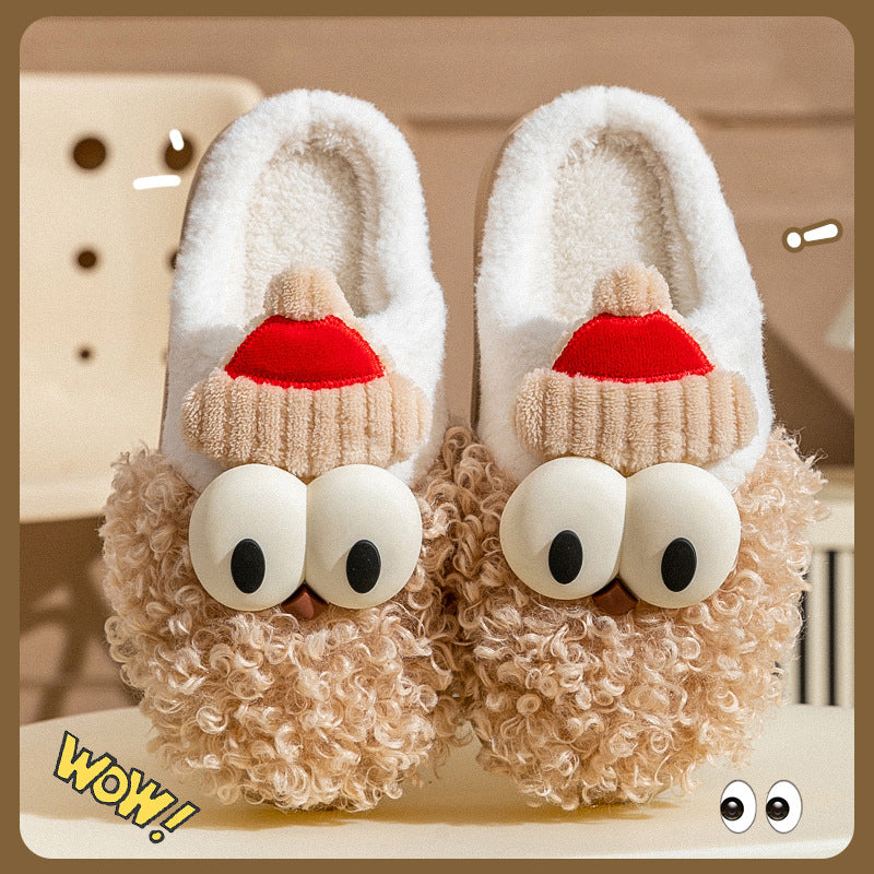Cartoon Bearded Santa Claus Slippers Home Warm Non-slip Plush Cotton Shoes Christmas Couple Floor Bedroom Slipper Women Men
