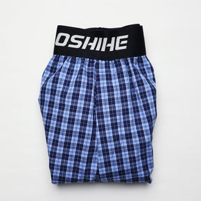 Men's Cotton Arrow Pants Back One-piece Underwear Loose Breathable Plaid Brit Style