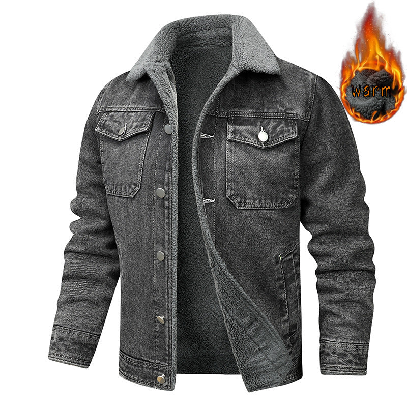 Denim Coat Fleece-lined Men Fashion Brands Jacket Brit Style