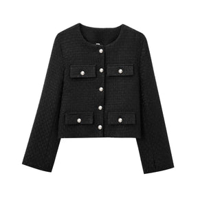 Fashionable Simple Round Neck Long Sleeve Coat Brit Style