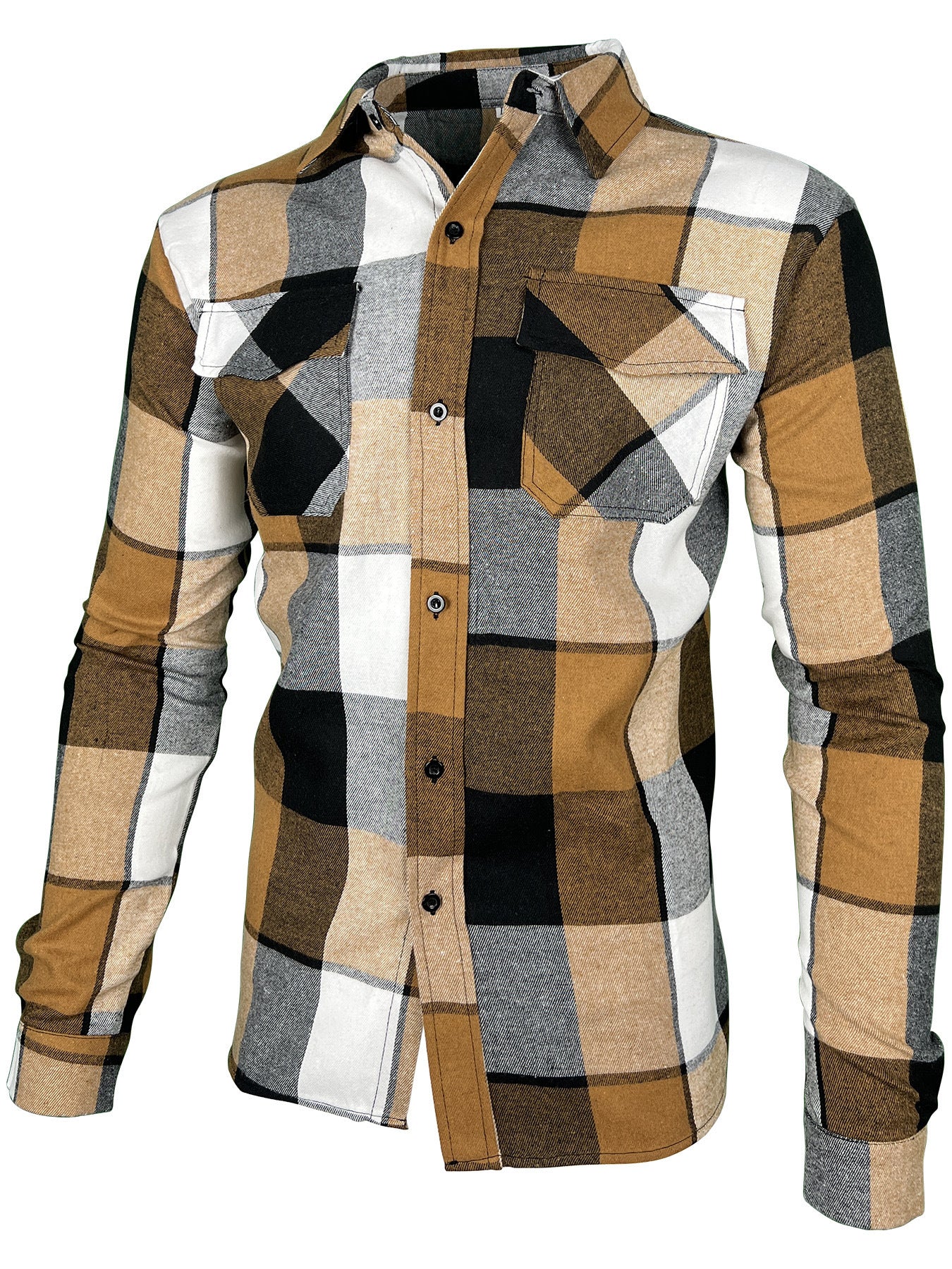 Cool Long Sleeve Lapel Shirt Fashion Plaid Brit Style