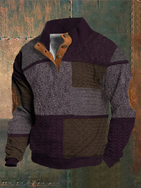 Autumn And Winter Men's Printed Sweater With Buckle Brit Style