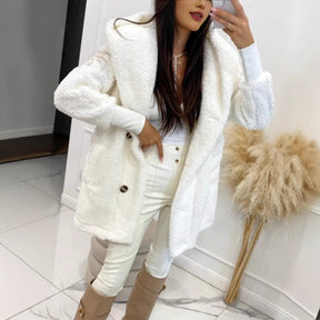 Women's Plush Loose Hooded Coat Brit Style