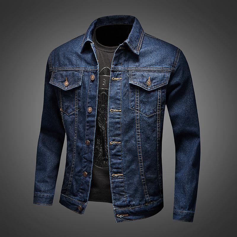 Blue Vintage Denim Jacket Men's Casual Brit Style