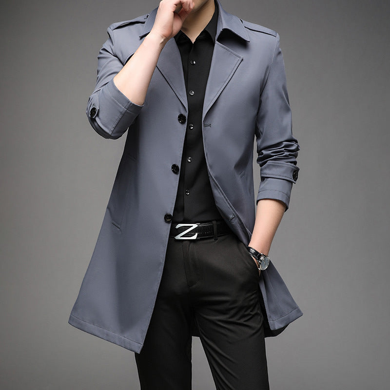 Mid-length Trench Coat Men's Casual Suit Brit Style