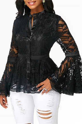 Women Lace Blouse Tops Casual Lady Clothes Brit Style