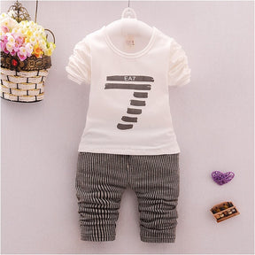 spring and autumn new boys and girls zipper striped trousers suit children's suit Brit Style