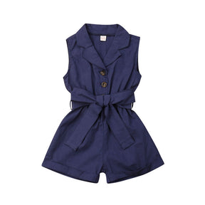 Baby Clothes Sleeveless One Pieces Romper Jumpsuit For Girls Brit Style