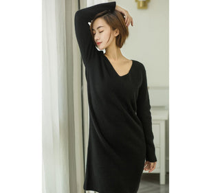 V-neck medium long sweater Brit Style