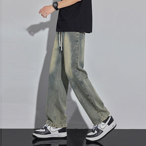 Spring And Summer Retro Distressed Straight Pants Brit Style