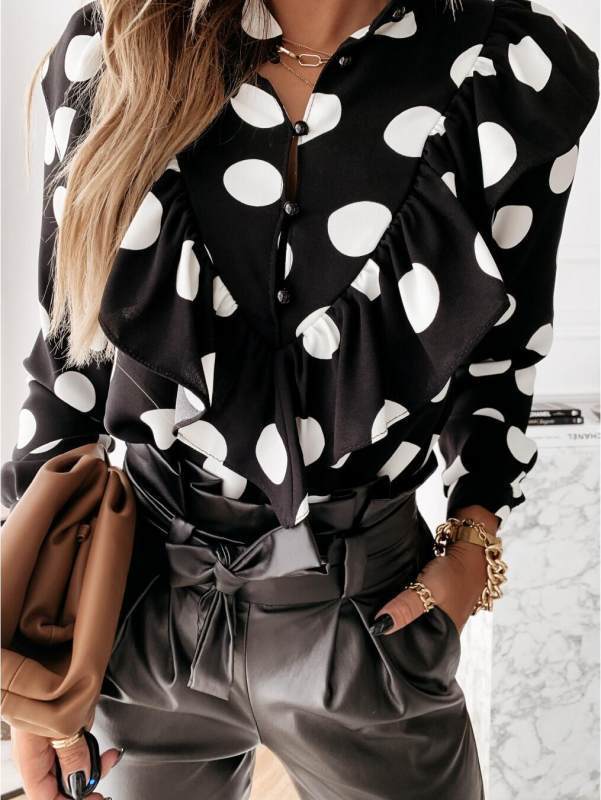 Women Blouses Long Sleeve Shirt Casual Tops Brit Style