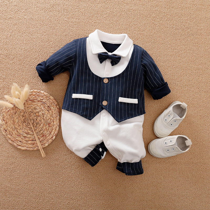 Baby Jumpsuit Spring And Autumn Models Foreign Trade Gentleman Baby Clothes Long-Sleeved Baby Clothes Baby Clothes Brit Style