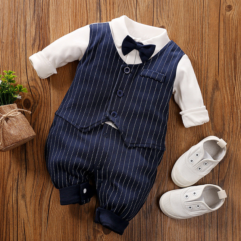 Baby Jumpsuit Spring And Autumn Models Foreign Trade Gentleman Baby Clothes Long-Sleeved Baby Clothes Baby Clothes Brit Style