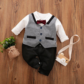 Baby Jumpsuit Spring And Autumn Models Foreign Trade Gentleman Baby Clothes Long-Sleeved Baby Clothes Baby Clothes Brit Style