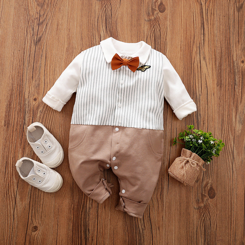 Baby Jumpsuit Spring And Autumn Models Foreign Trade Gentleman Baby Clothes Long-Sleeved Baby Clothes Baby Clothes Brit Style