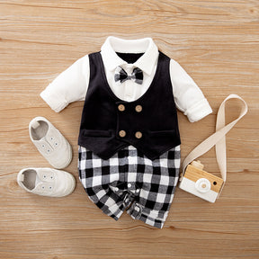 Baby Jumpsuit Spring And Autumn Models Foreign Trade Gentleman Baby Clothes Long-Sleeved Baby Clothes Baby Clothes Brit Style