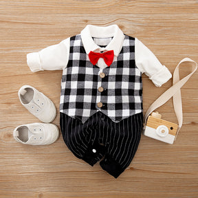 Baby Jumpsuit Spring And Autumn Models Foreign Trade Gentleman Baby Clothes Long-Sleeved Baby Clothes Baby Clothes Brit Style