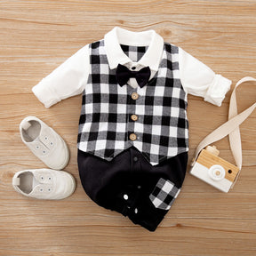 Baby Jumpsuit Spring And Autumn Models Foreign Trade Gentleman Baby Clothes Long-Sleeved Baby Clothes Baby Clothes Brit Style