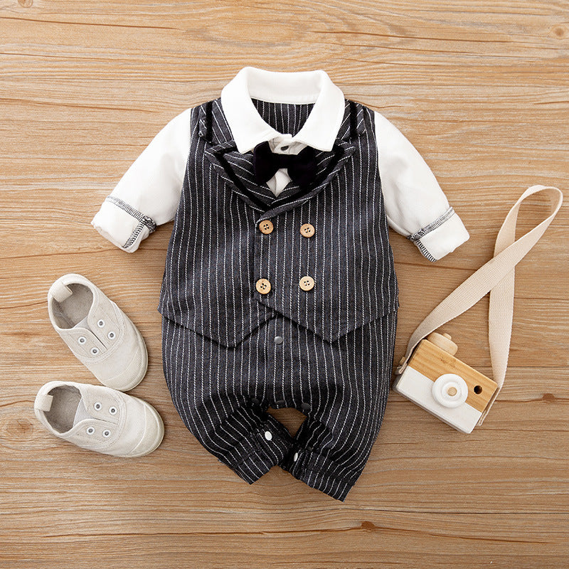 Baby Jumpsuit Spring And Autumn Models Foreign Trade Gentleman Baby Clothes Long-Sleeved Baby Clothes Baby Clothes Brit Style