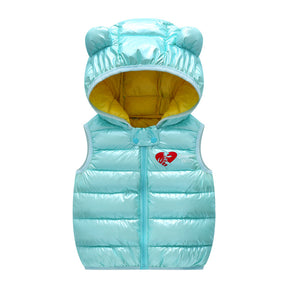 Children Warm Down Vest Autumn Baby Boys Girls Sleeveless Waistcoat Kids Outerwear Vests Children Hooded Jackets Brit Style