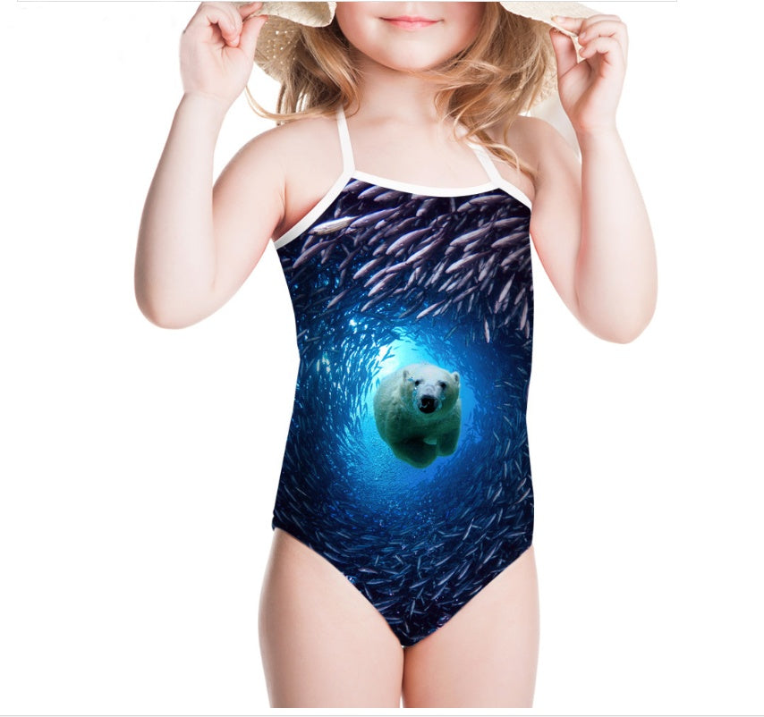 One-pieces Children's Swimwear Bathing Suit Printing Girls' Swimsuit Summer Baby Bodysuits Brit Style