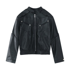 Men's High-grade Short Motorcycle Leather Coat Brit Style