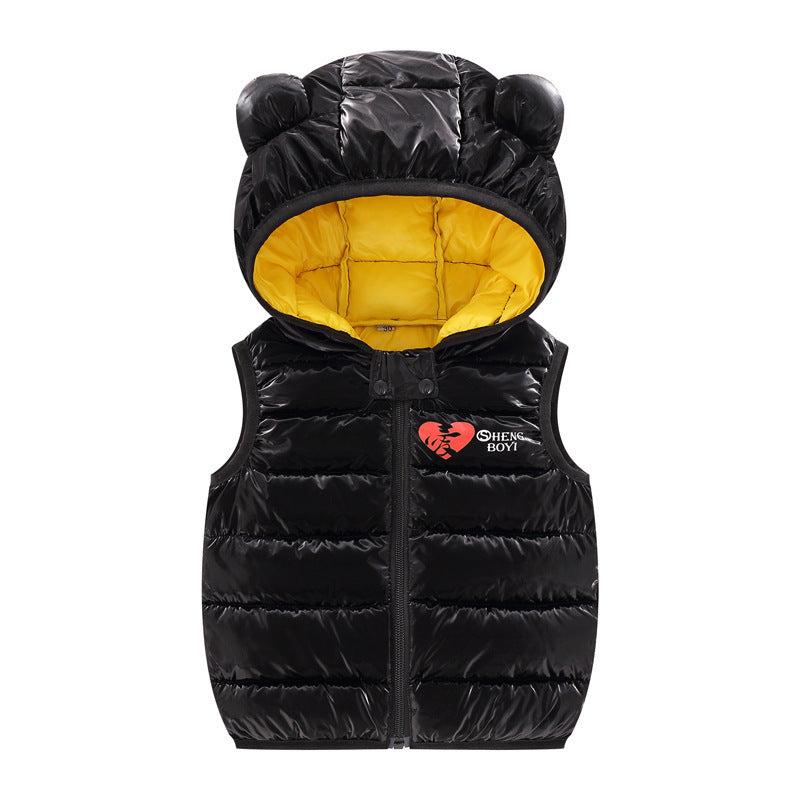 Children Warm Down Vest Autumn Baby Boys Girls Sleeveless Waistcoat Kids Outerwear Vests Children Hooded Jackets Brit Style