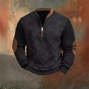 Autumn Winter Digital Printing Half Zipper Sweater For Men Brit Style