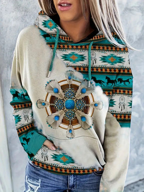 Women's Hoodie Fashionable Ethnic Style Casual Sports Hoodie Brit Style