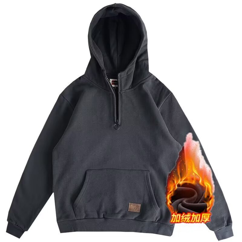 Half Open Collar Hooded Men's Sweater Brit Style