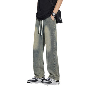 Spring And Summer Retro Distressed Straight Pants Brit Style