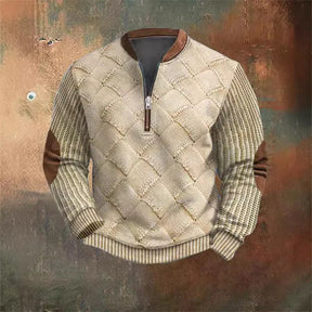 Autumn Winter Digital Printing Half Zipper Sweater For Men Brit Style