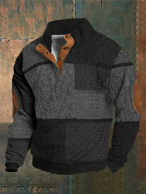 Autumn And Winter Men's Printed Sweater With Buckle Brit Style