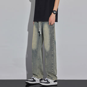 Spring And Summer Retro Distressed Straight Pants Brit Style