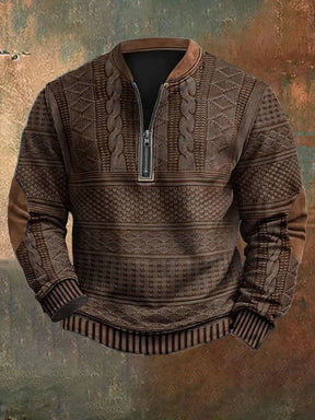 Autumn Winter Digital Printing Half Zipper Sweater For Men Brit Style