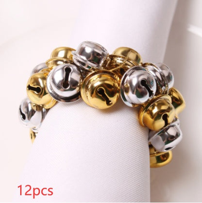 Elk Flower Christmas Tree Napkin Rings Bells