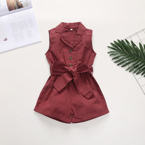 Baby Clothes Sleeveless One Pieces Romper Jumpsuit For Girls Brit Style