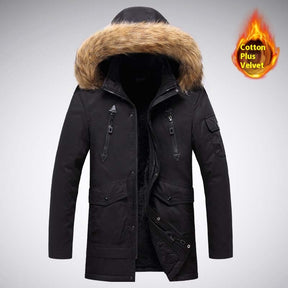 Mid-length Autumn And Winter Jacket Men's Velvet Thermal And Thickening Cotton-padded Coat Brit Style