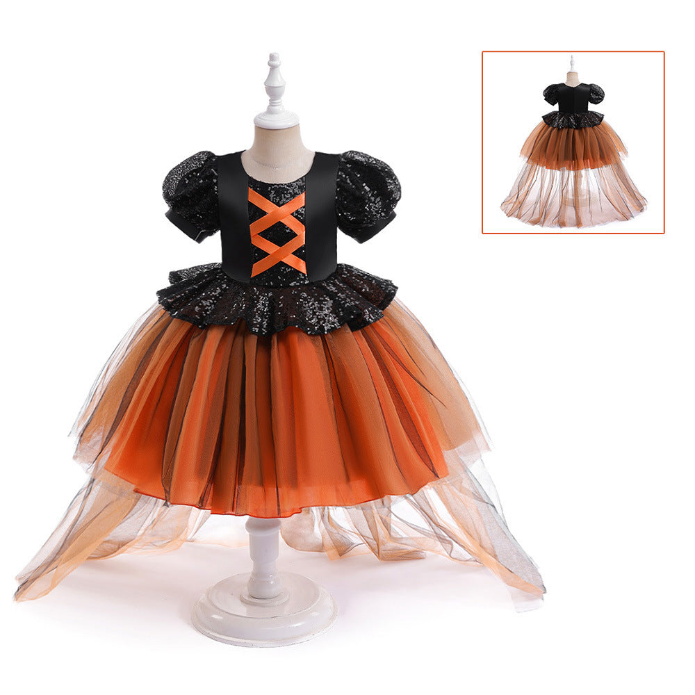 Halloween Girls' Witch Performance Costume Party Dress Brit Style