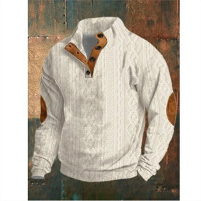 Digital Printing Christmas Series 6-button Henry Collar Long-sleeved Sweater For Men Brit Style