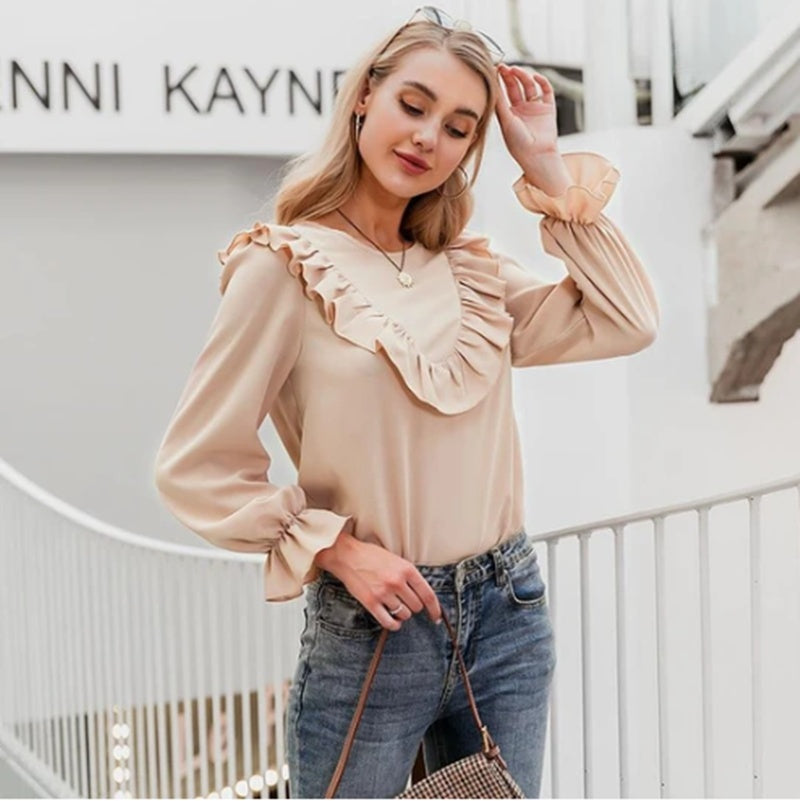 Blouse Tops women Long Sleeve Pink Shirts Ladies Shirt Brit Style