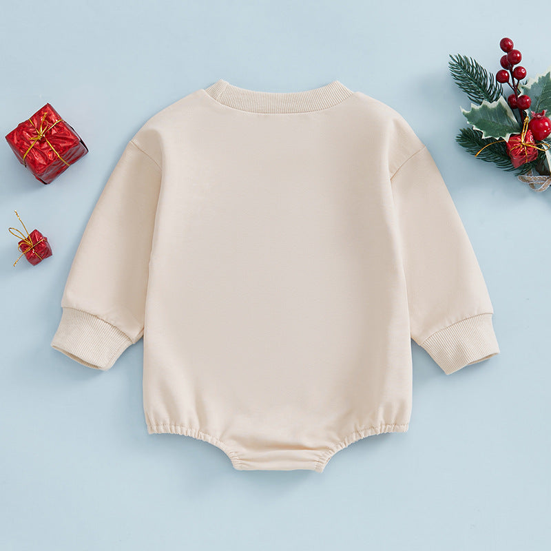 Christmas Clothes For Girls Boys Casual Sweatshirt Romper Cute Letter Long Sleeve Jumpsuit Newborn Bodysuits Brit Style