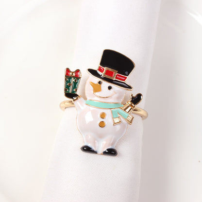 Elk Flower Christmas Tree Napkin Rings Bells