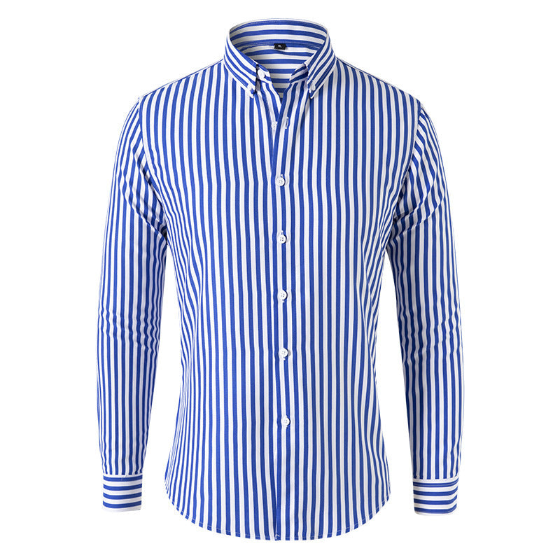 Men's Korean Style Striped Shirt Long Sleeve Brit Style