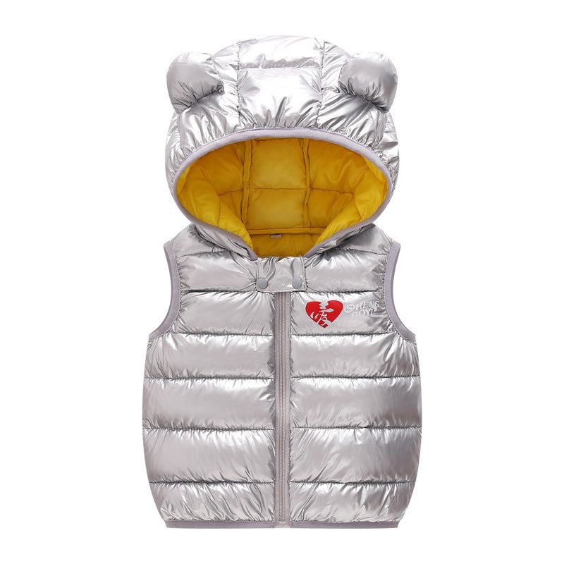 Children Warm Down Vest Autumn Baby Boys Girls Sleeveless Waistcoat Kids Outerwear Vests Children Hooded Jackets Brit Style