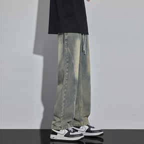 Spring And Summer Retro Distressed Straight Pants Brit Style