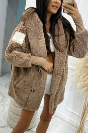 Women's Plush Loose Hooded Coat Brit Style