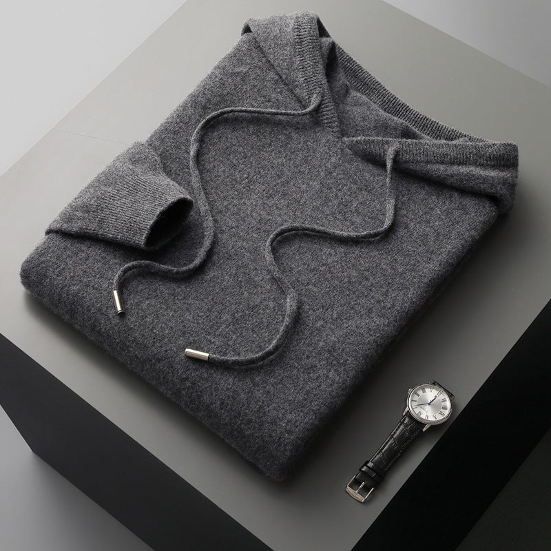 Wool Hoodie Men's Hooded Long-sleeved Sweater Pullover Brit Style