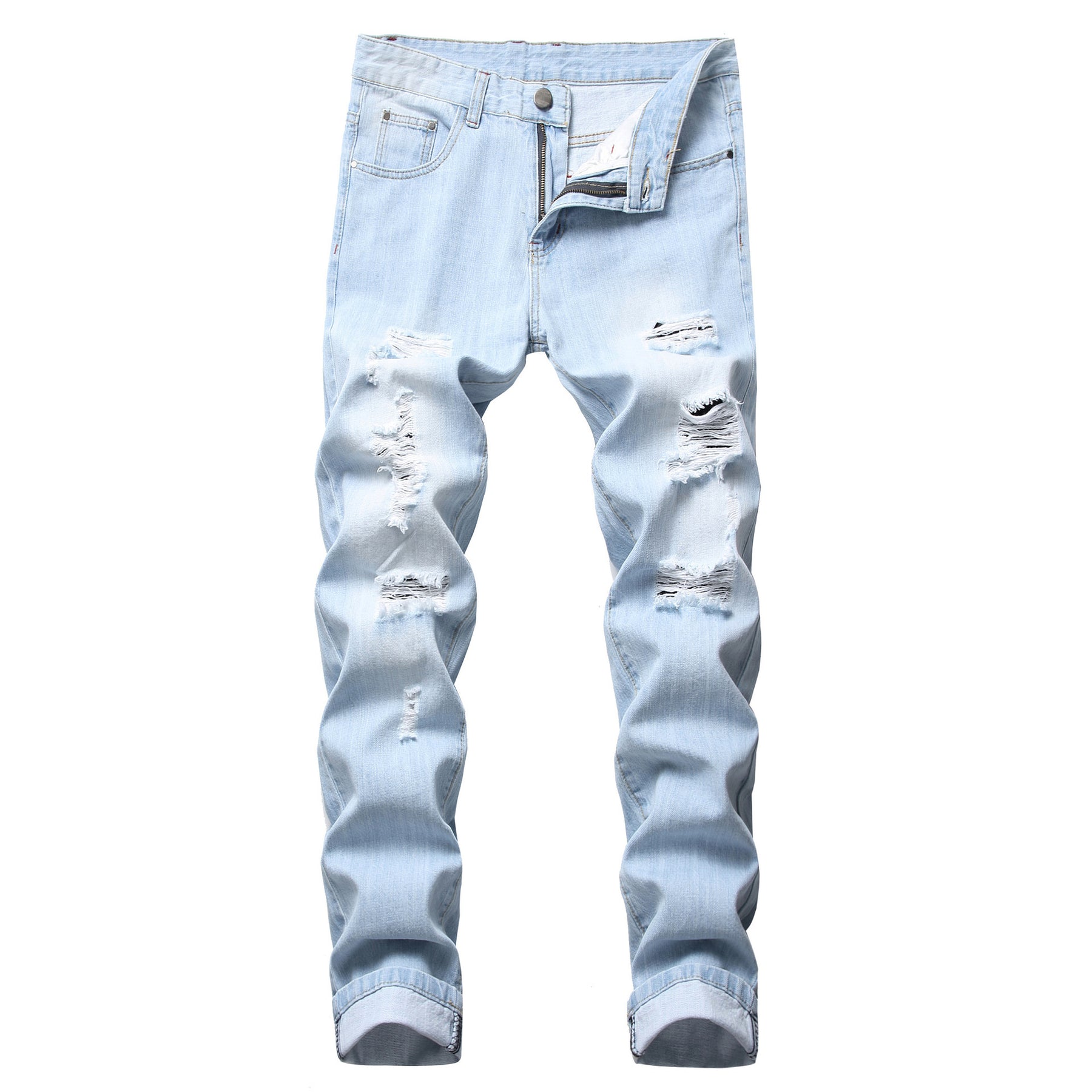 Ripped Fashion Slim-fit Trendy Straight Men's Jeans Brit Style