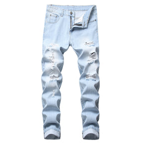 Ripped Fashion Slim-fit Trendy Straight Men's Jeans Brit Style